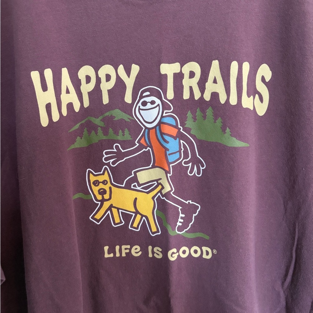 Life Is Good Men XXL Happy Trails crusher tee brown outdoors hiking gorpcore - Picture 2 of 4